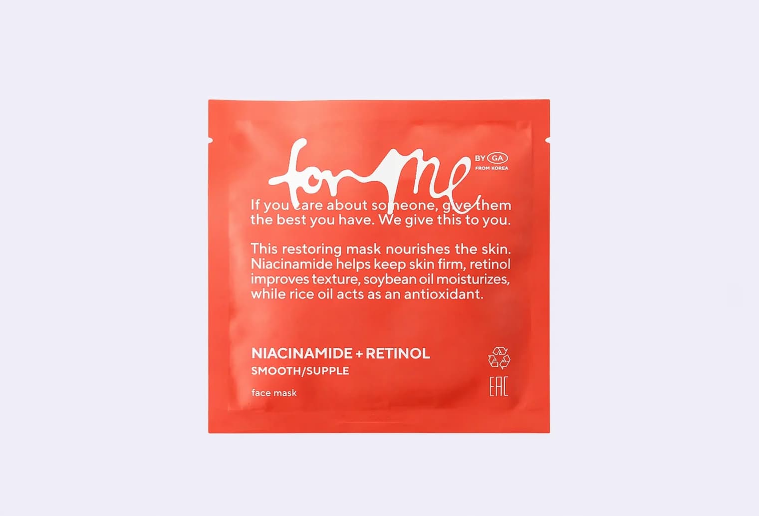 Тканевая маска FOR ME BY GOLD APPLE NIACINAMIDE+RETINOL