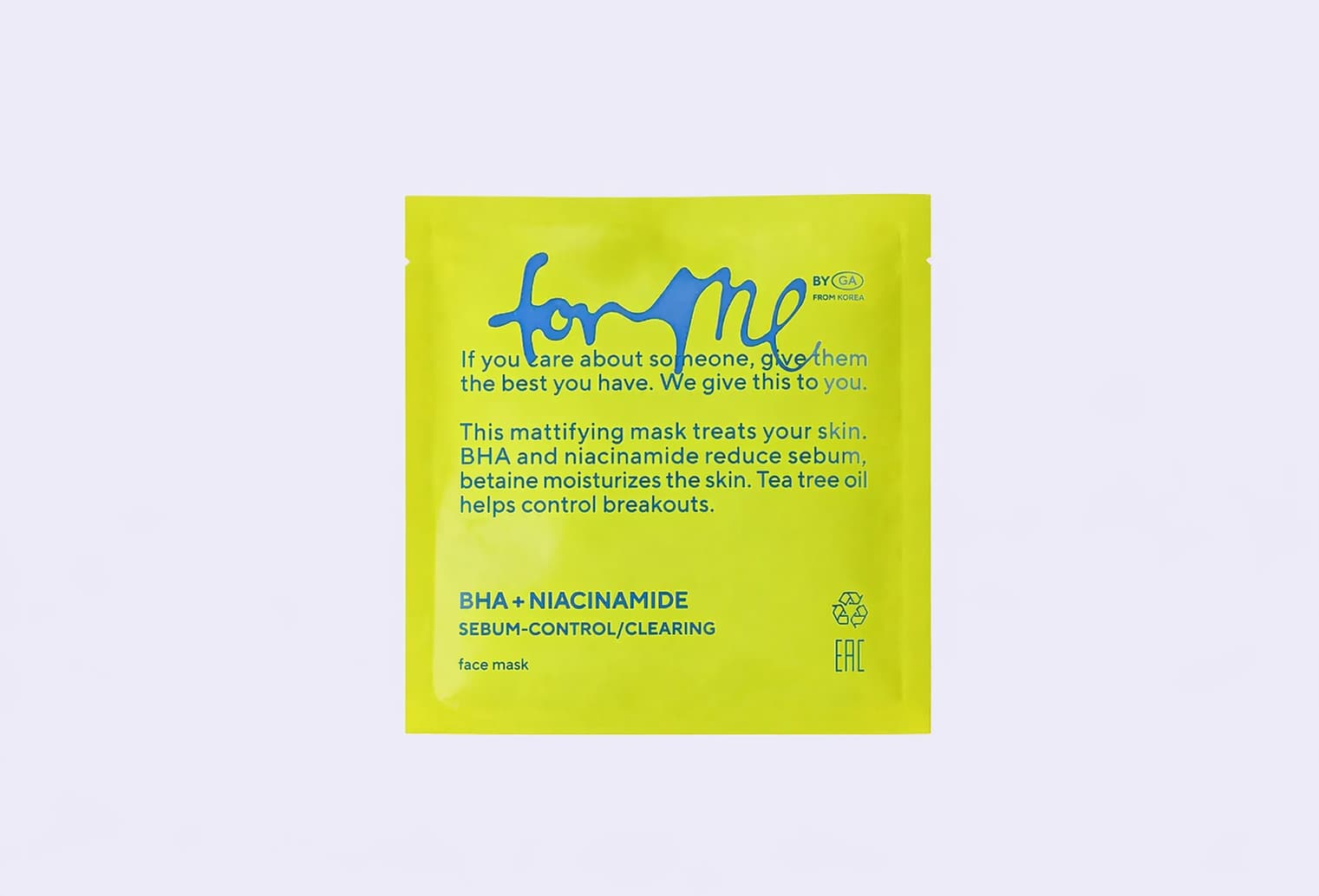 Тканевая маска FOR ME BY GOLD APPLE BHA+NIACINAMIDE