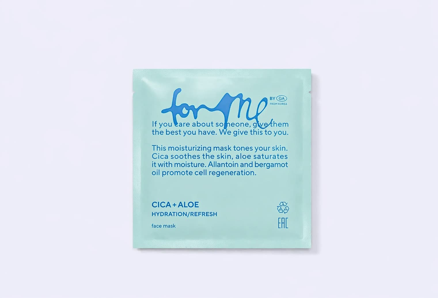 Тканевая маска FOR ME BY GOLD APPLE CICA+ALOE